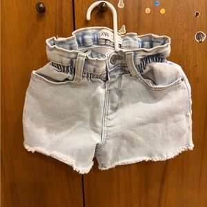 Zara Sky Blue Ruffled Denim Shorts